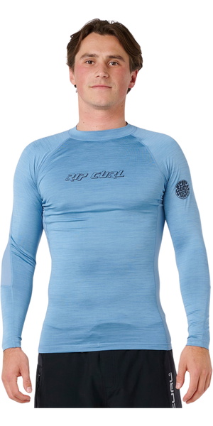 2026 Rip Curl Mens Dawn Patrol UPF Performance Long Sleeve Rash Vest 16BMRV - Faded Denim